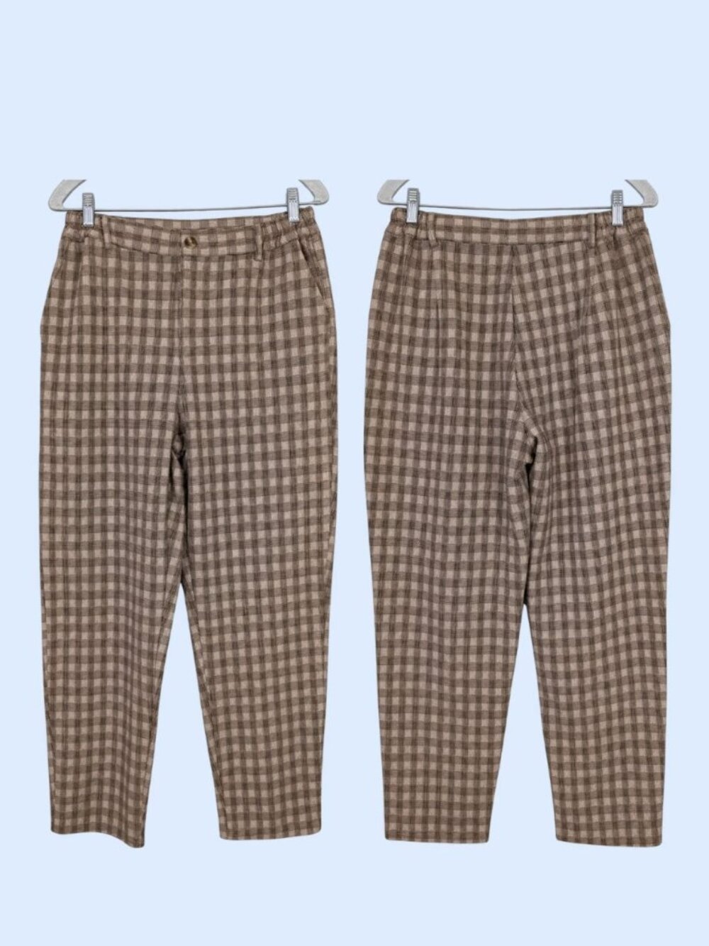Willow & Root Women's Plaid Check Trouser Pant Size L Brown Black Tan career